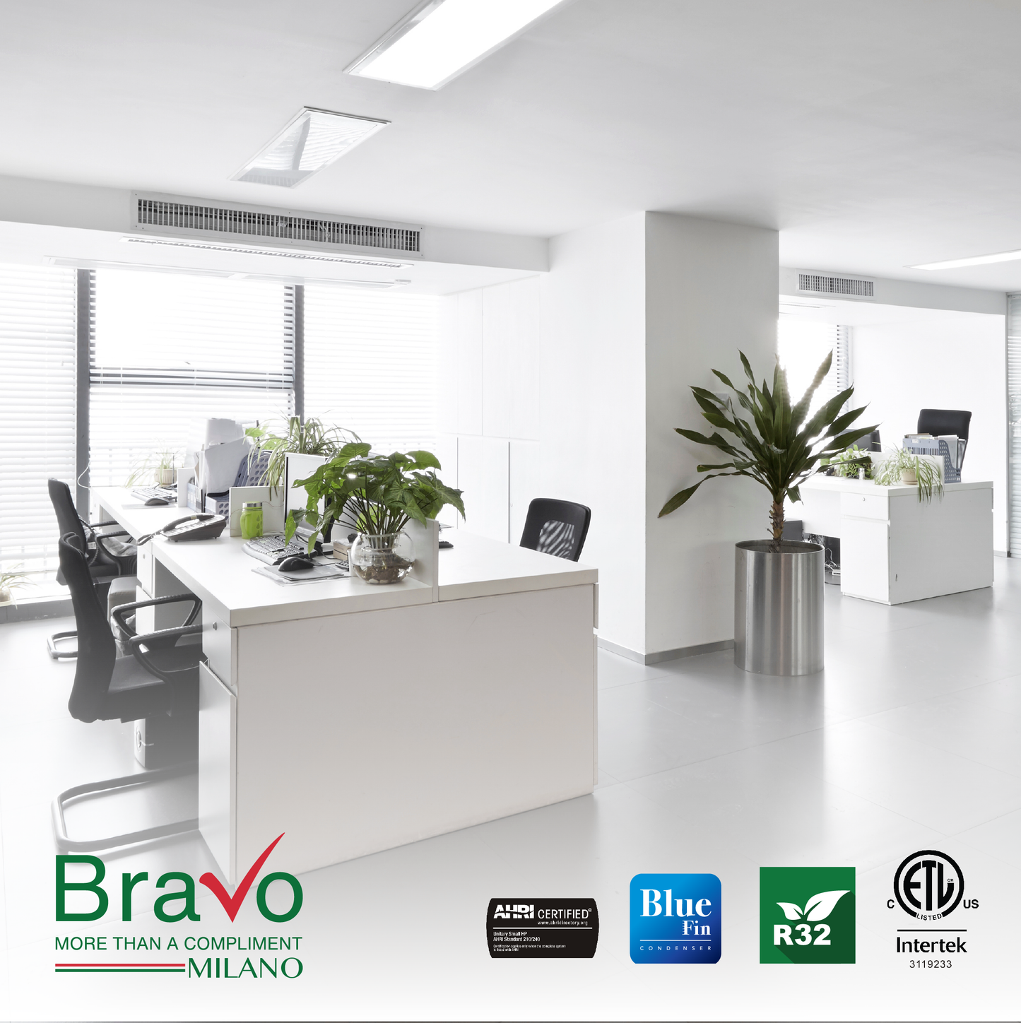 Bravo Milano Series 4-Zone Ducted Mini Split AC & Heat Pump -- 42000 BTU (3.5 Ton), Slim Duct Units (9K+9K+9K+9K) BTU, Inverter Technology, 230V, Heating & Cooling