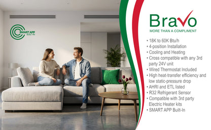 Bravo 36,000 BTU Multi-Position Air Handler Side Discharge Heat Pump Inverter R32 230V