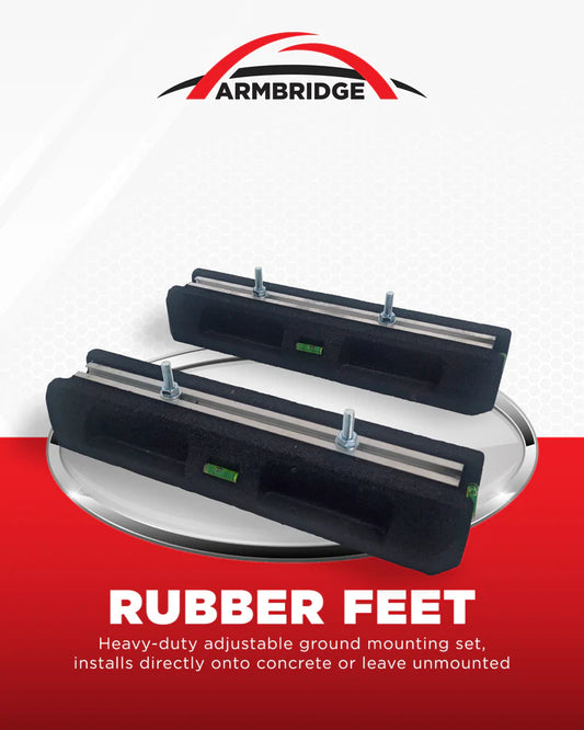 Heavy-duty adjustable ground mounting set with ARMBRIDGE logo on a white and red background