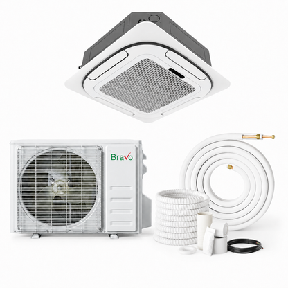 Bravo 9,000 BTU Pisa Series Up to 22.0 SEER2 Single Zone Ceiling Cassette Mini Split Heat Pump System w/ 16ft Installation Kit - R32 | 230V
