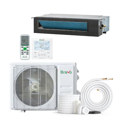 Bravo 18,000 BTU 22.0 SEER2 Single Zone Concealed Duct Mini Split System w/ 16ft Installation Kit | Pisa series - R32 | 230V