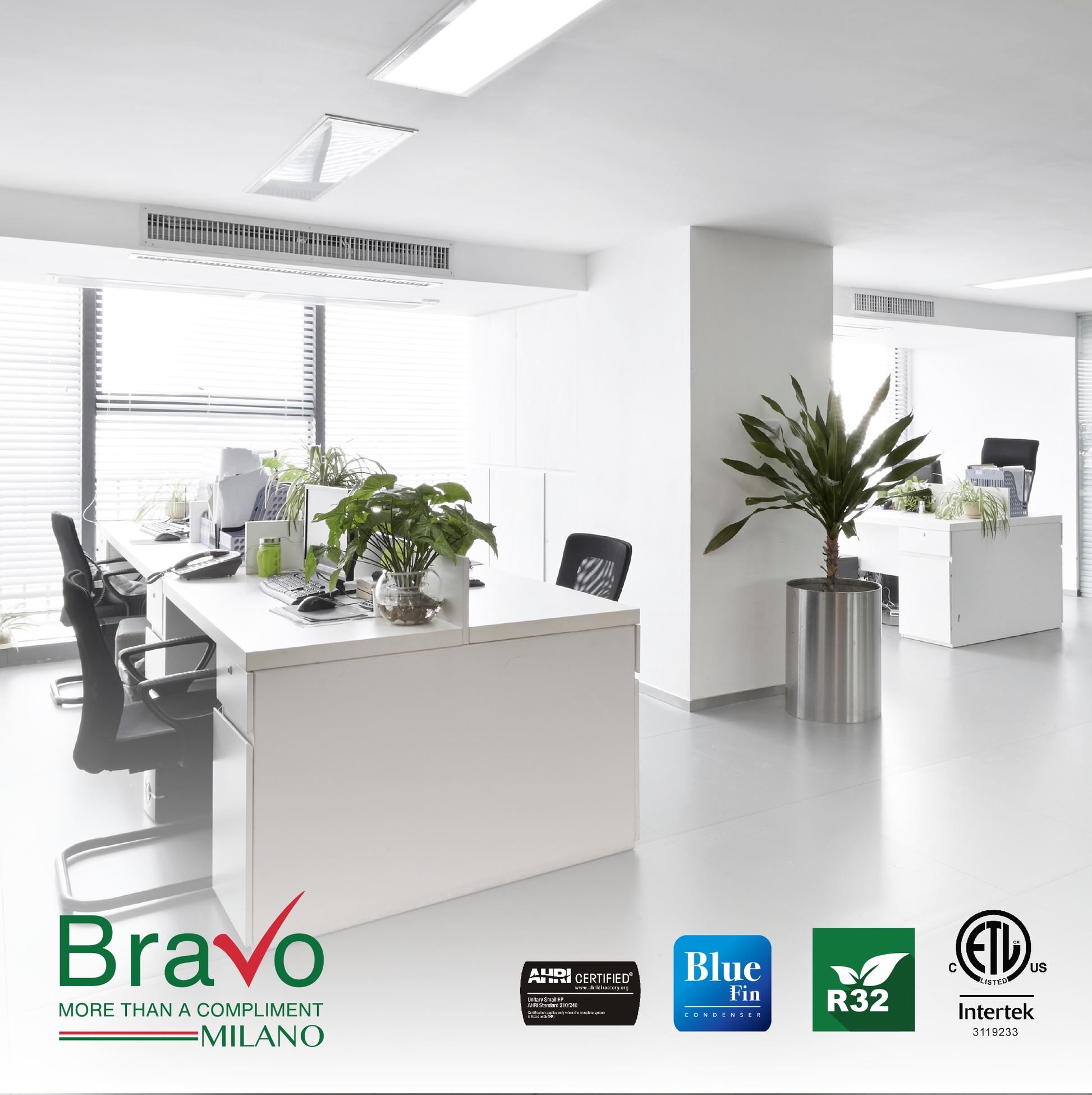 Bravo Milano Series 2-Zone Ducted Mini Split AC & Heat Pump -- 30000 BTU (2.5 Ton), Slim Duct Units (9K+12K) BTU, Inverter Technology, 230V, Heating & Cooling